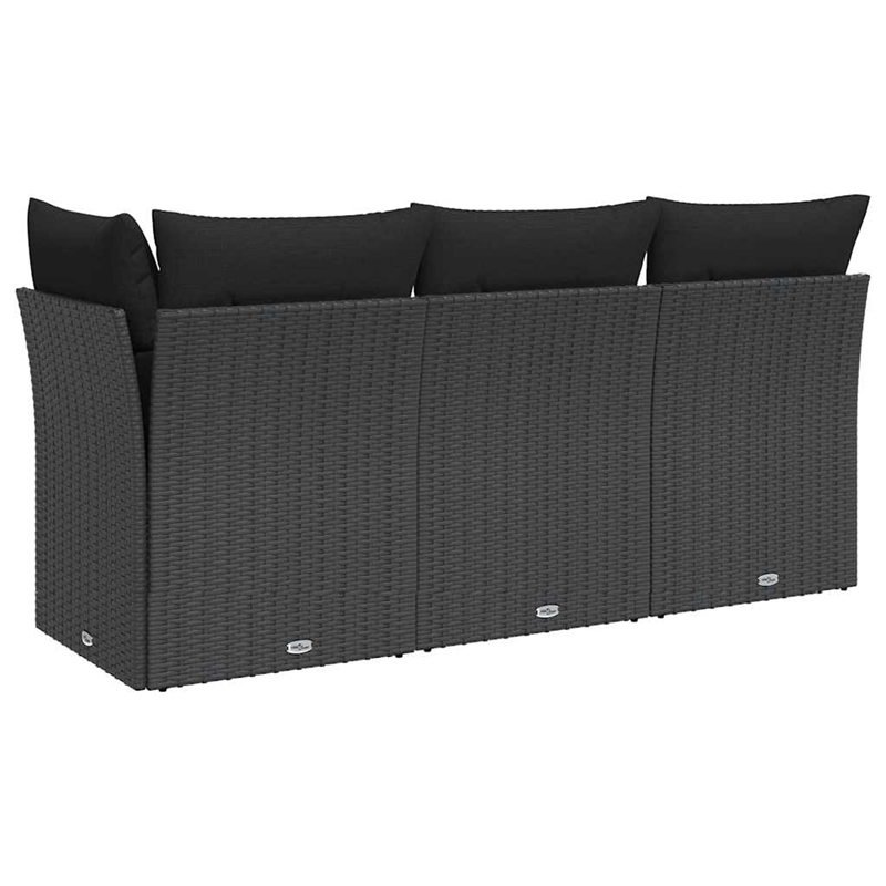 Afuera Living 3-Seater PE Rattan Modular Garden Sofa in Black