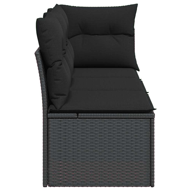 Afuera Living 3-Seater PE Rattan Modular Garden Sofa in Black