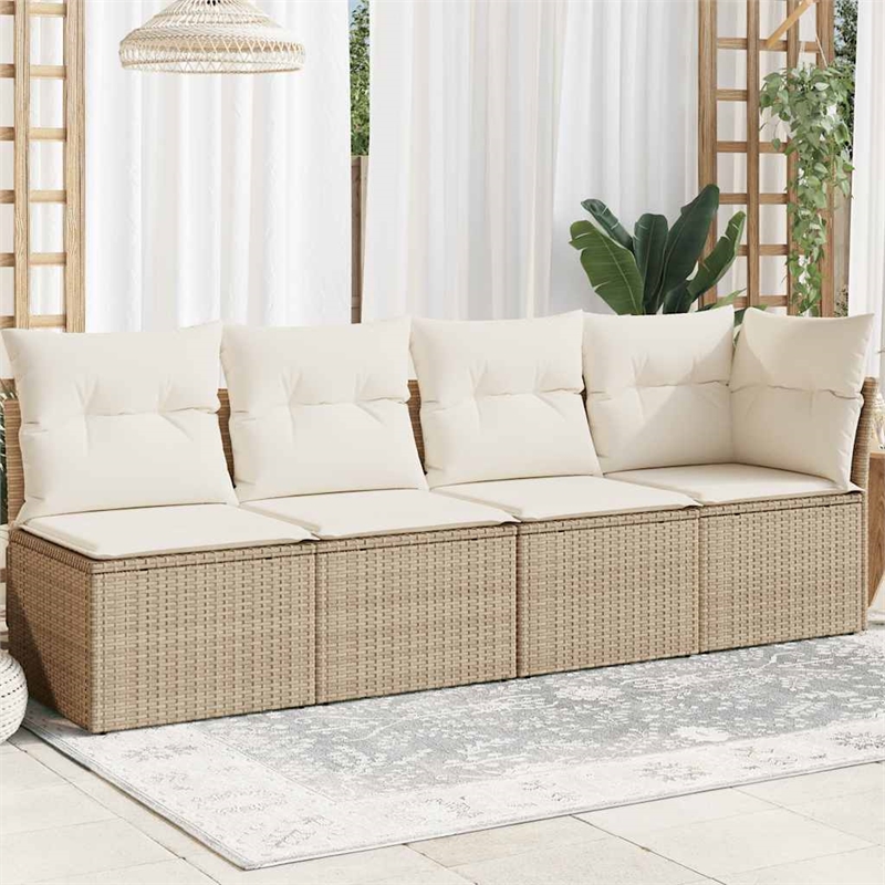 Afuera Living 4-Seater PE Rattan Modular Garden Sofa in Beige