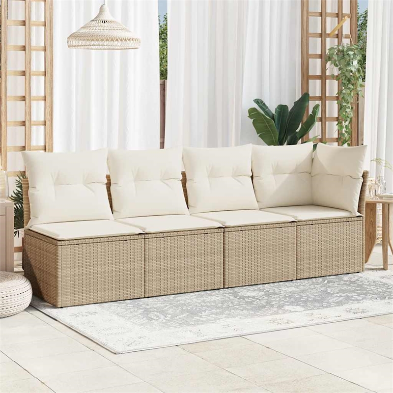 Afuera Living 4-Seater PE Rattan Modular Garden Sofa in Beige
