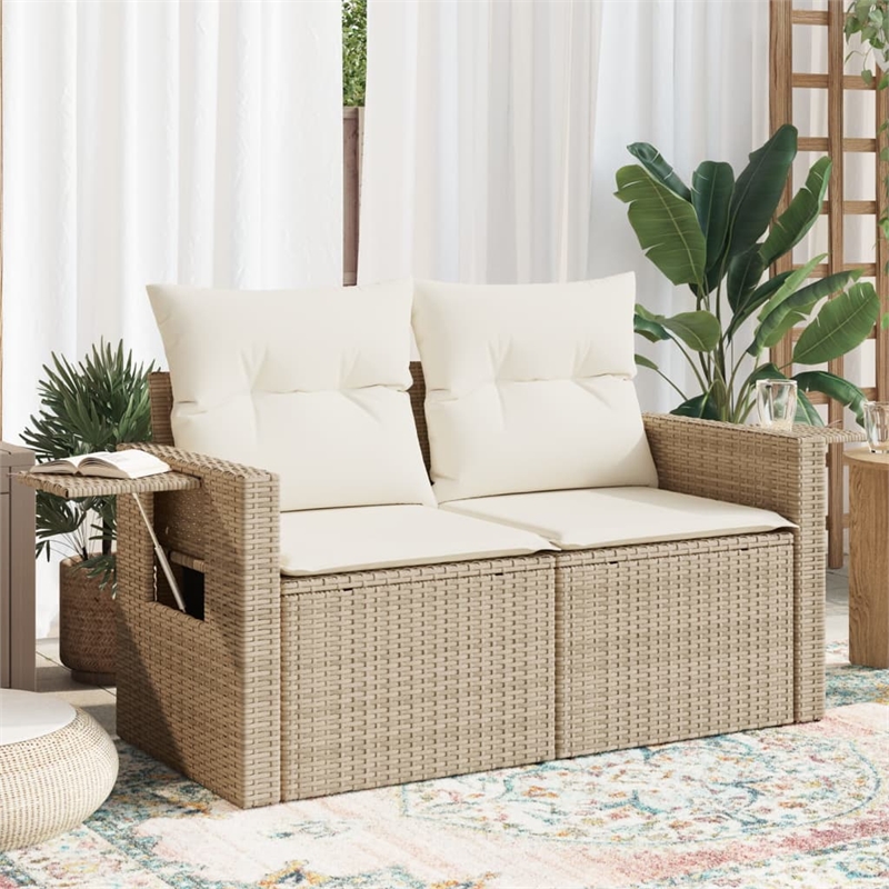 Afuera Living Rattan & Powder-Coated Steel Medium Foldable Garden Sofa in Beige