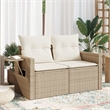 Afuera Living Rattan & Powder-Coated Steel Medium Foldable Garden Sofa in Beige