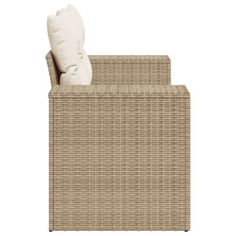 Afuera Living 2-Seater Poly Rattan Garden Sofa With Adjustable Legs in Beige