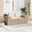 Afuera Living 2-Seater Poly Rattan Garden Sofa With Adjustable Legs in Beige