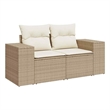 Afuera Living 2-Seater Poly Rattan Garden Sofa With Adjustable Legs in Beige