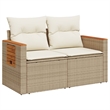 Afuera Living Contemporary Synthetic Poly Rattan Garden Sofa in Beige
