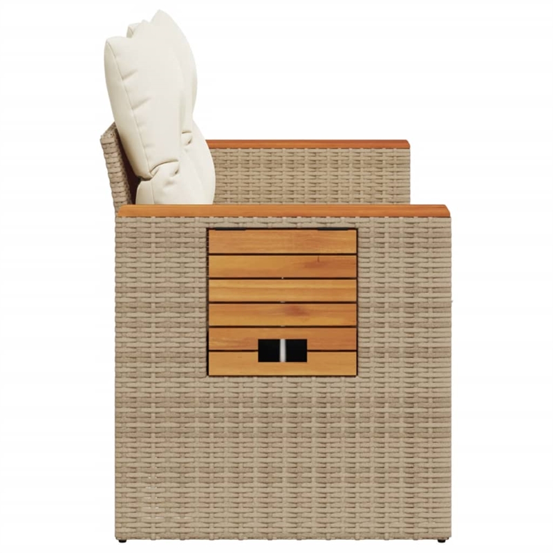 Afuera Living Contemporary Synthetic Poly Rattan Garden Sofa in Beige