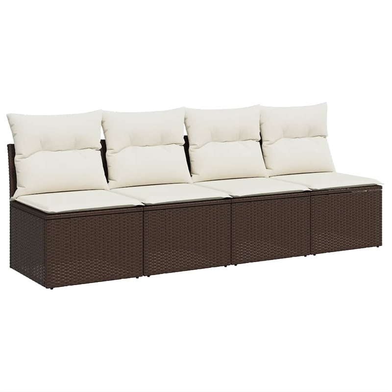 Afuera Living Poly Rattan & Powder-Coated Steel Garden Sofa in Brown & Cream