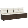 Afuera Living Poly Rattan & Powder-Coated Steel Garden Sofa in Brown & Cream