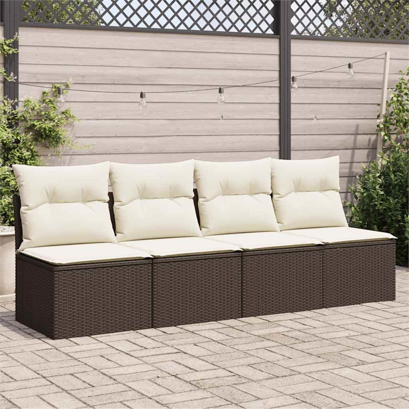 Afuera Living Poly Rattan & Powder-Coated Steel Garden Sofa in Brown & Cream