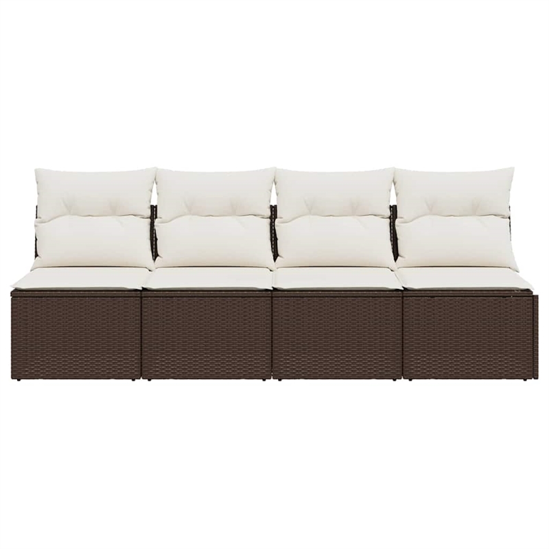 Afuera Living Poly Rattan & Powder-Coated Steel Garden Sofa in Brown & Cream