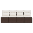 Afuera Living Poly Rattan & Powder-Coated Steel Garden Sofa in Brown & Cream