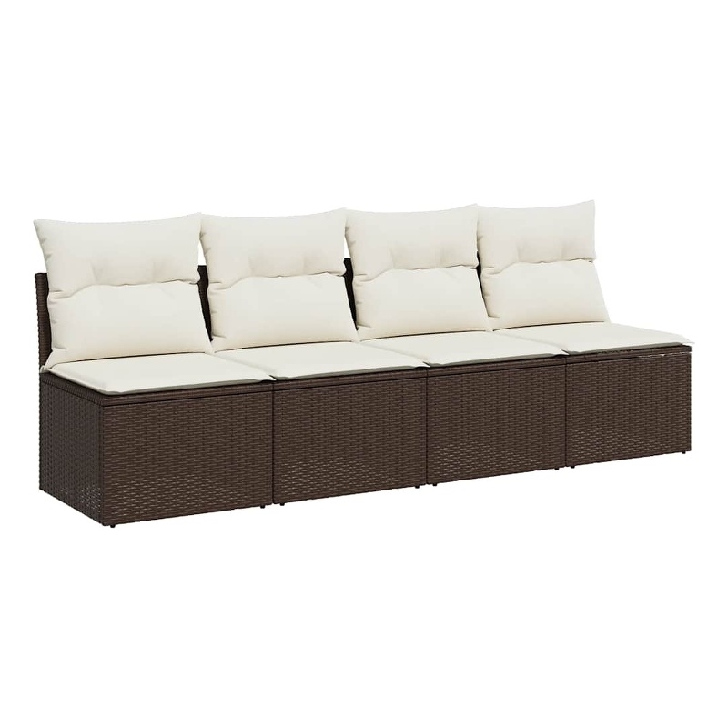 Afuera Living Poly Rattan & Powder-Coated Steel Garden Sofa in Brown & Cream