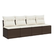 Afuera Living Poly Rattan & Powder-Coated Steel Garden Sofa in Brown & Cream