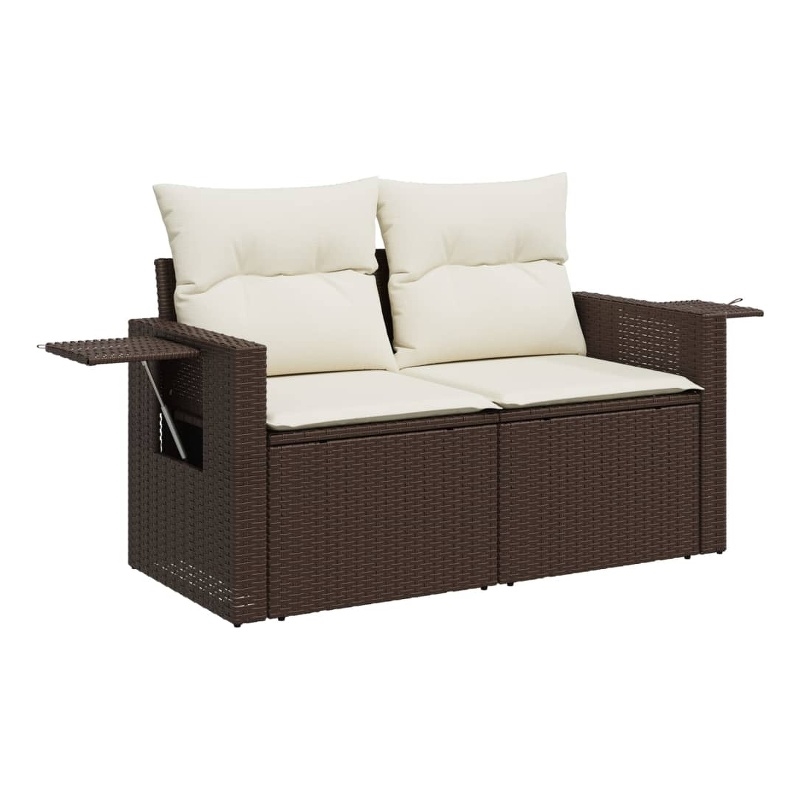Afuera Living Poly Rattan 2-Seater Foldable Garden Sofa in Brown