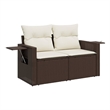 Afuera Living Poly Rattan 2-Seater Foldable Garden Sofa in Brown