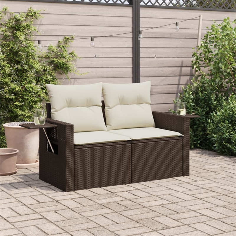 Afuera Living Poly Rattan 2-Seater Foldable Garden Sofa in Brown