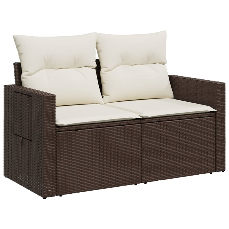 Afuera Living Poly Rattan 2-Seater Foldable Garden Sofa in Brown