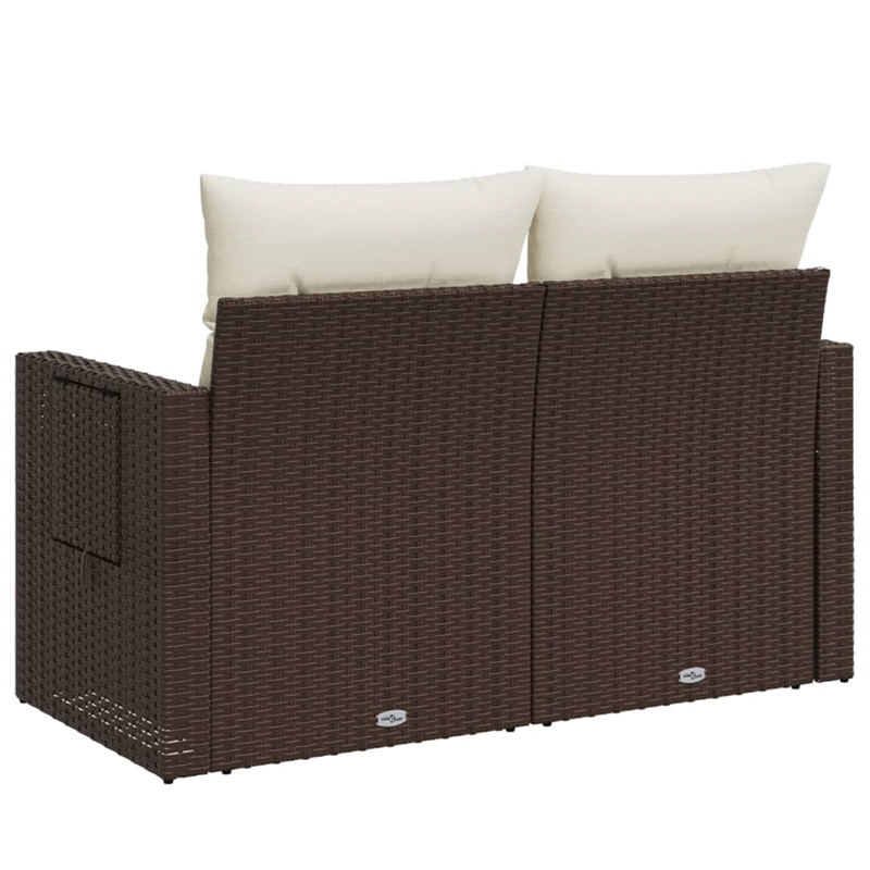 Afuera Living Poly Rattan 2-Seater Foldable Garden Sofa in Brown