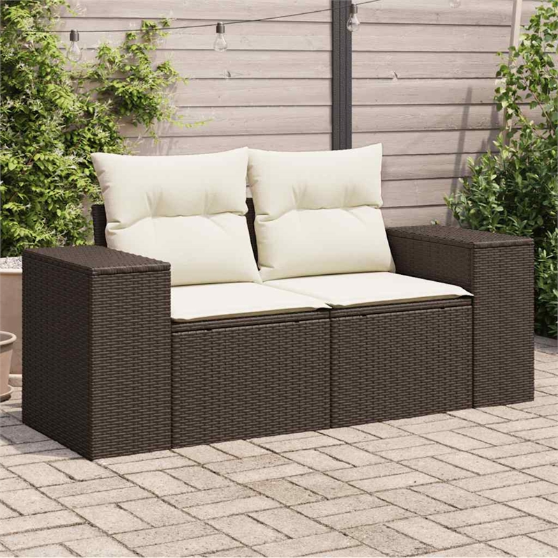 Afuera Living Contemporary Synthetic Poly Rattan Garden Sofa in Brown