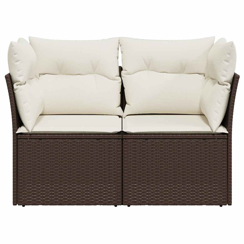 Afuera Living Contemporary Rattan Garden Sofa in Brown & Cream