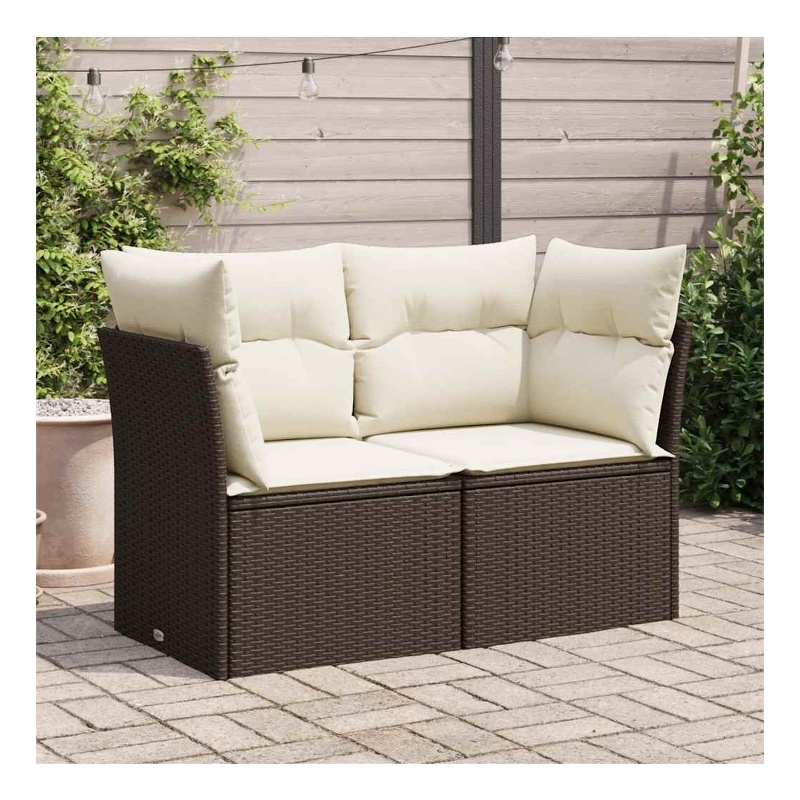 Afuera Living Contemporary Rattan Garden Sofa in Brown & Cream