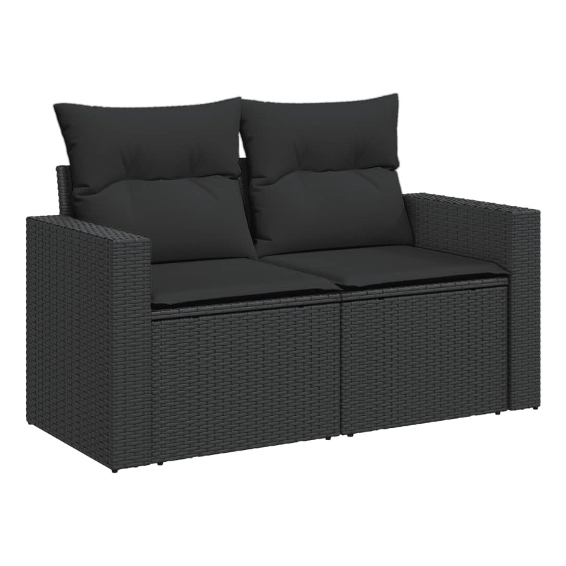 Afuera Living 2-Seater Rattan & Powder-Coated Steel Modular Garden Sofa in Black