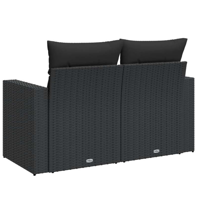 Afuera Living 2-Seater Rattan & Powder-Coated Steel Modular Garden Sofa in Black