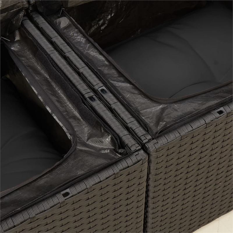 Afuera Living 2-Seater Rattan & Powder-Coated Steel Modular Garden Sofa in Black
