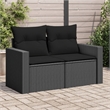 Afuera Living 2-Seater Rattan & Powder-Coated Steel Modular Garden Sofa in Black