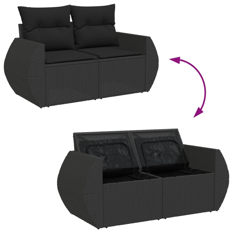Afuera Living 2-Seater Poly Rattan Modular Garden Sofa in Black