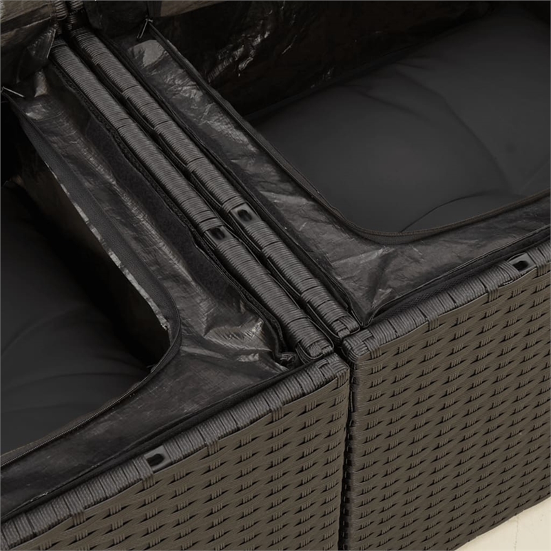 Afuera Living 2-Seater Poly Rattan Modular Garden Sofa in Black