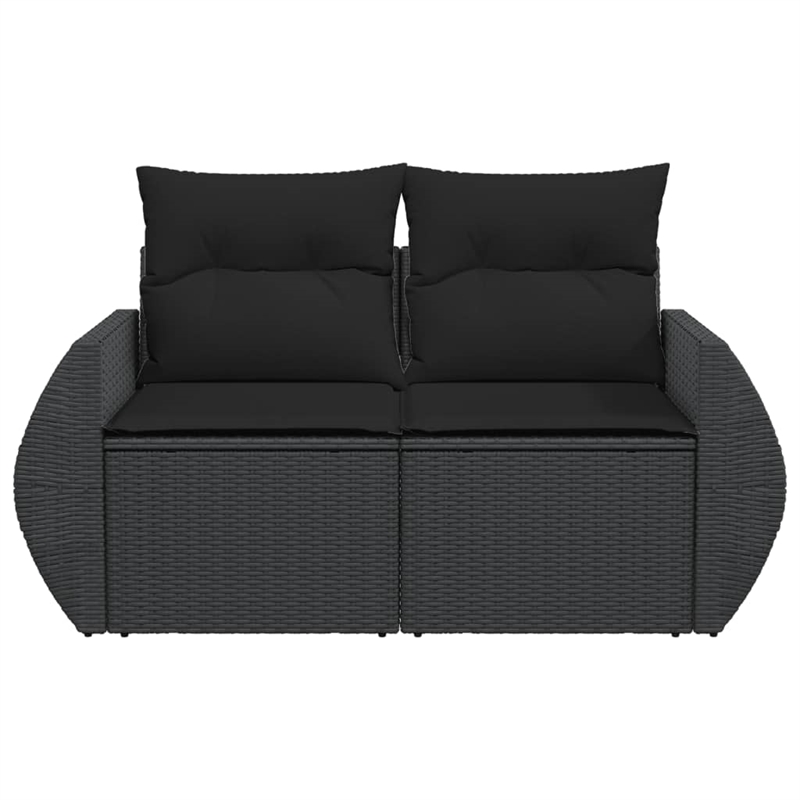Afuera Living 2-Seater Poly Rattan Modular Garden Sofa in Black