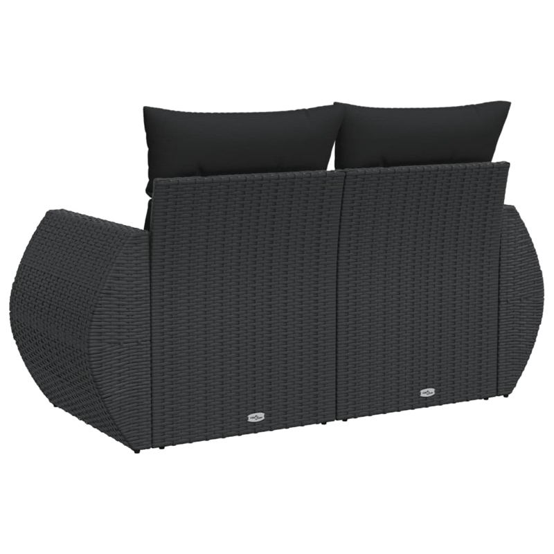 Afuera Living 2-Seater Poly Rattan Modular Garden Sofa in Black