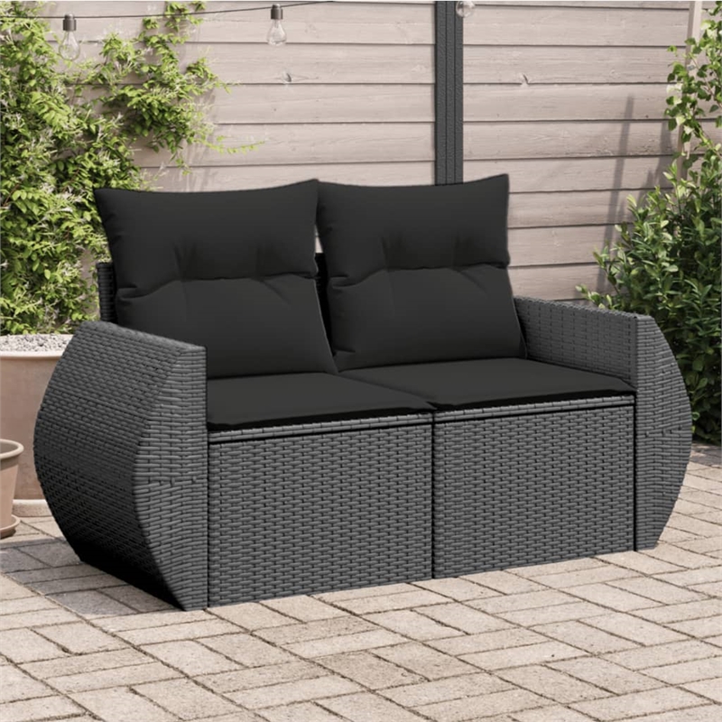 Afuera Living 2-Seater Poly Rattan Modular Garden Sofa in Black