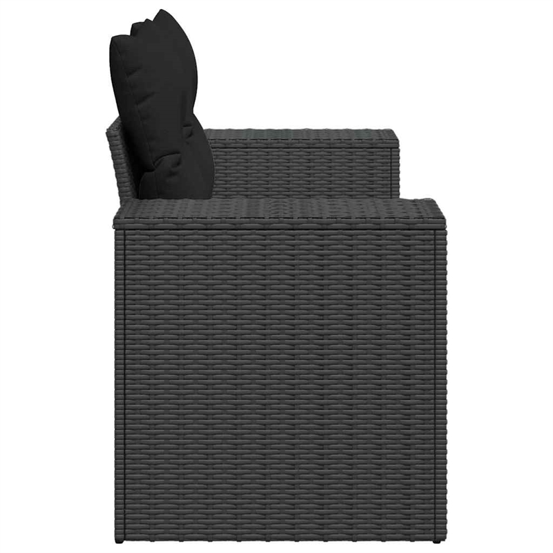 Afuera Living Rattan & Powder-Coated Steel Garden Sofa With Polyester in Black