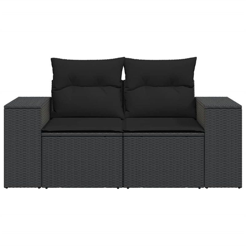 Afuera Living Rattan & Powder-Coated Steel Garden Sofa With Polyester in Black
