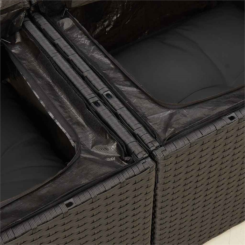 Afuera Living Rattan & Powder-Coated Steel Garden Sofa With Polyester in Black