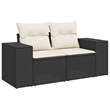 Afuera Living Poly Rattan And Powder-Coated Steel Garden Sofa in Black And Cream