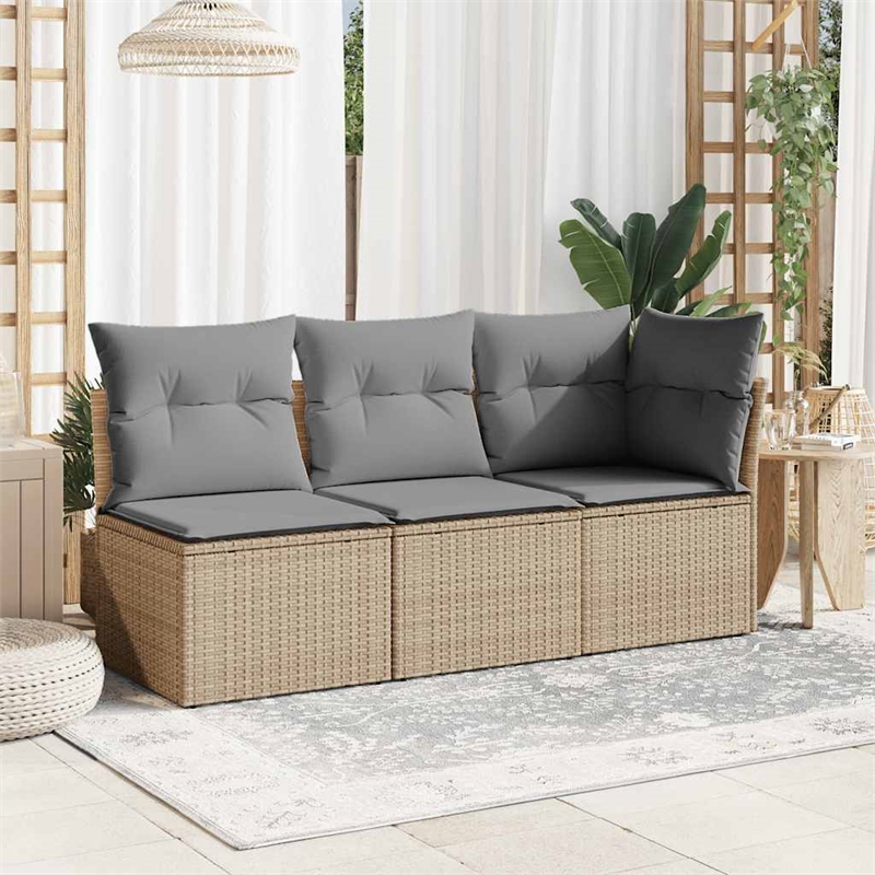 Afuera Living Single Rattan & Steel & Polyester Garden Sofa in Beige