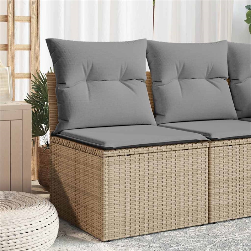Afuera Living Single Rattan & Steel & Polyester Garden Sofa in Beige