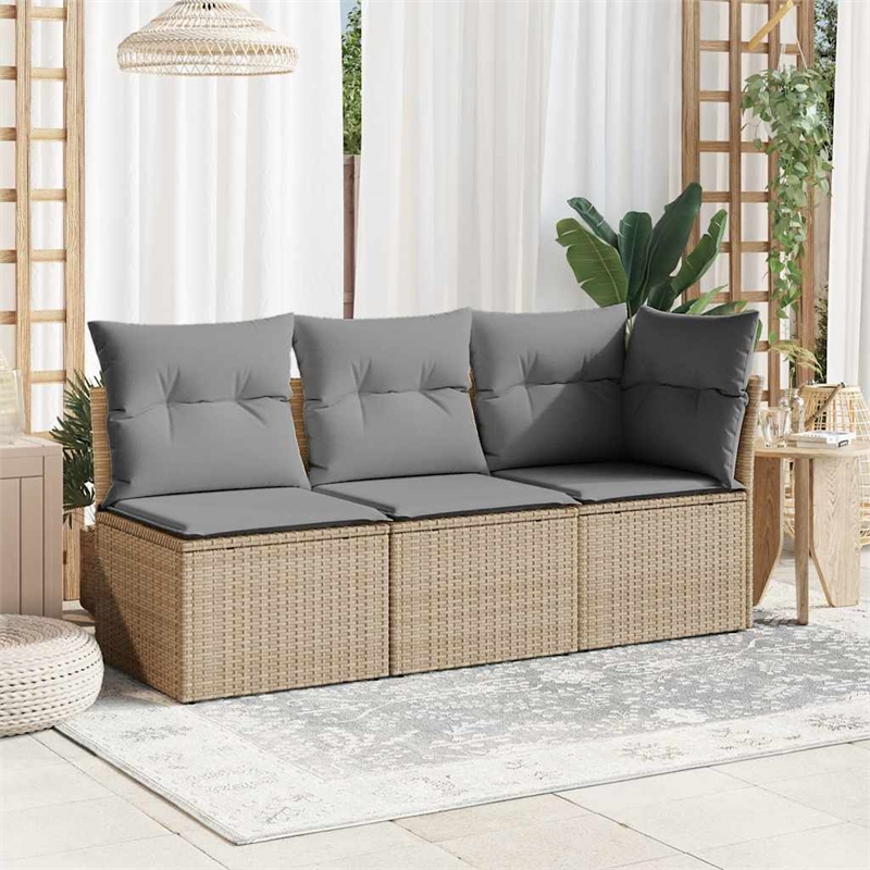 Afuera Living Contemporary Synthetic Poly Rattan Garden Sofa in Beige