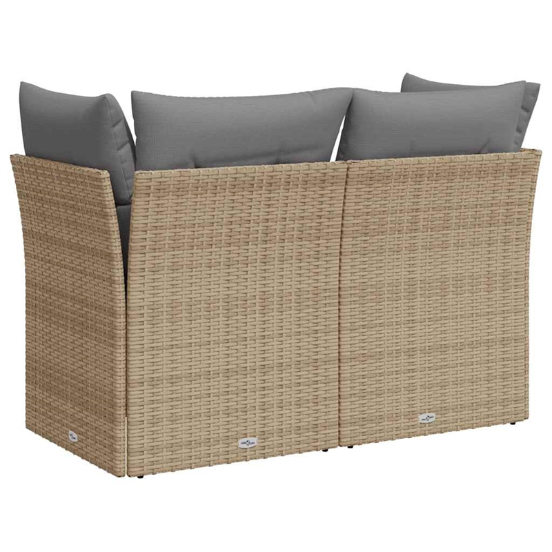 Afuera Living 2-Seater Poly Rattan Garden Sofa With Adjustable Feet in Beige