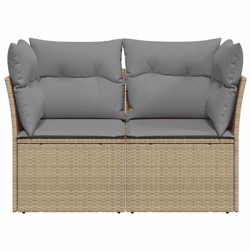 Afuera Living 2-Seater Poly Rattan Garden Sofa With Adjustable Feet in Beige