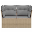 Afuera Living 2-Seater Poly Rattan Garden Sofa With Adjustable Feet in Beige
