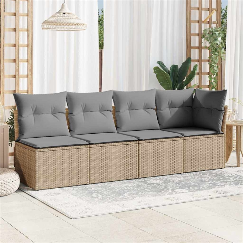 Afuera Living Contemporary Synthetic Poly Rattan Garden Sofa in Beige