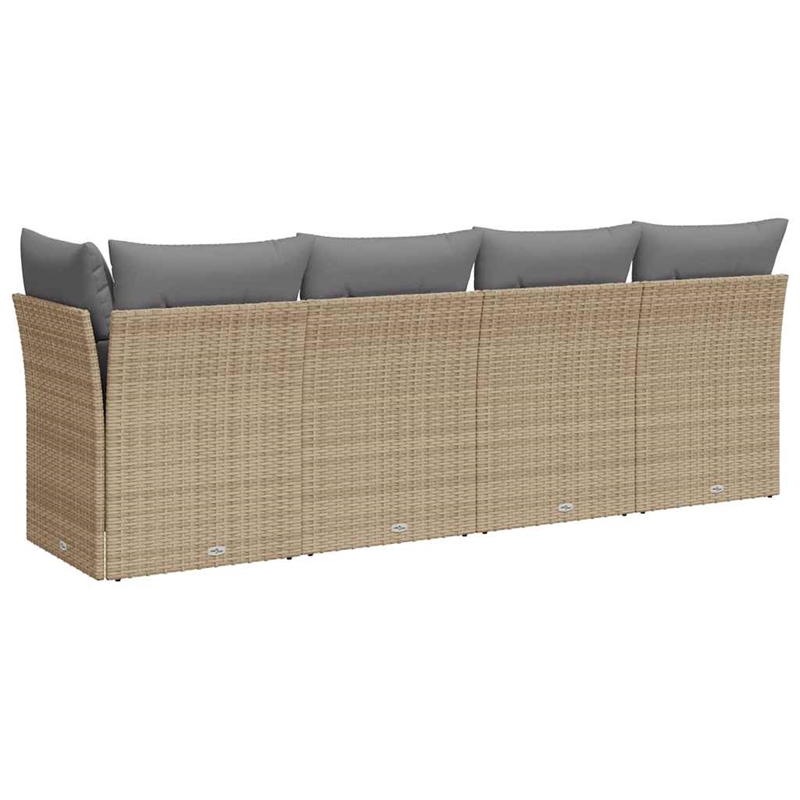Afuera Living Contemporary Synthetic Poly Rattan Garden Sofa in Beige