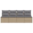 Afuera Living Large PE Rattan Garden Sofa With Adjustable Feet in Beige