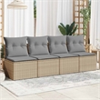 Afuera Living Large PE Rattan Garden Sofa With Adjustable Feet in Beige