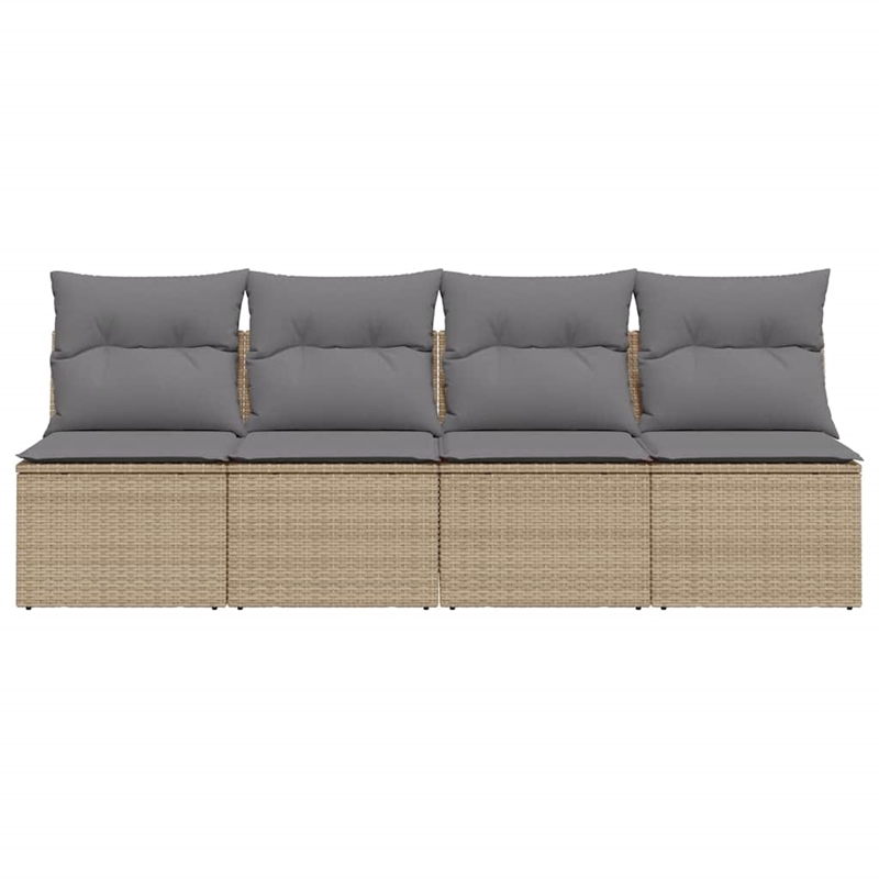 Afuera Living Large PE Rattan Garden Sofa With Adjustable Feet in Beige